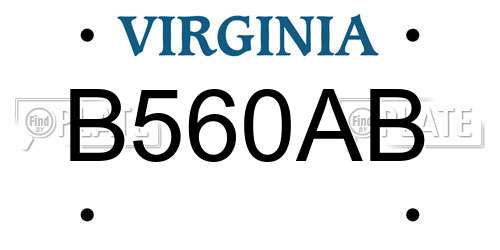 B560AB Virginia License Plate