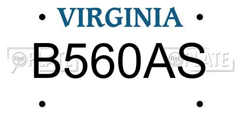 B560AS Virginia License Plate