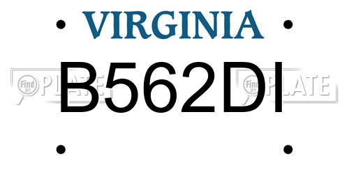 B562DI Virginia License Plate