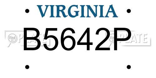 B5642P Virginia License Plate