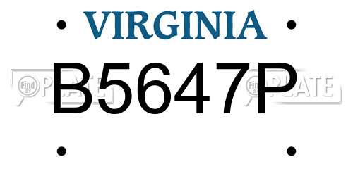 B5647P Virginia License Plate