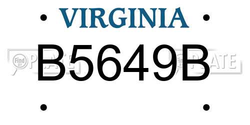 B5649B Virginia License Plate