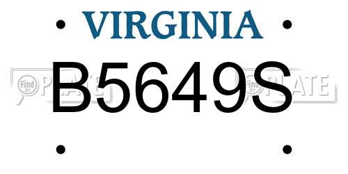 B5649S Virginia License Plate