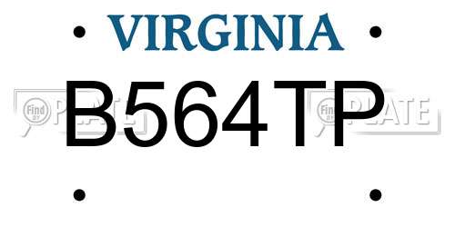 B564TP Virginia License Plate