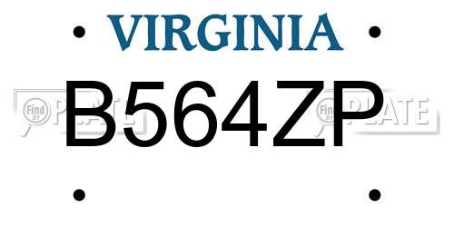 B564ZP Virginia License Plate