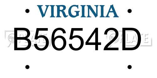 B56542D Virginia License Plate