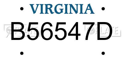 B56547D Virginia License Plate
