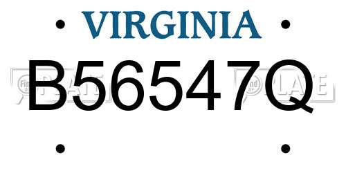 B56547Q Virginia License Plate