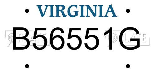 B56551G Virginia License Plate