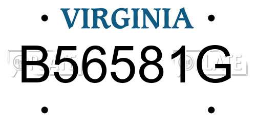 B56581G Virginia License Plate
