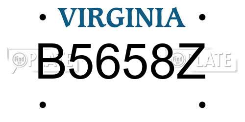 B5658Z Virginia License Plate