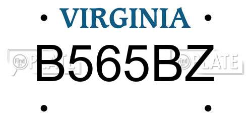 B565BZ Virginia License Plate