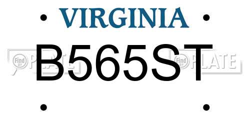 B565ST Virginia License Plate