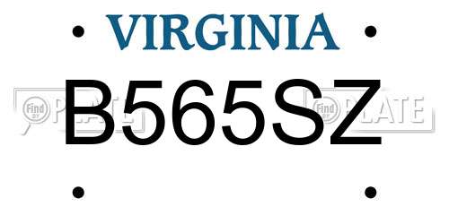 B565SZ Virginia License Plate
