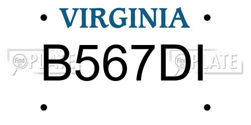 B567DI Virginia License Plate