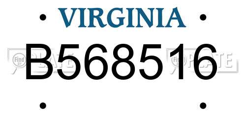B568516 Virginia License Plate
