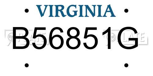 B56851G Virginia License Plate