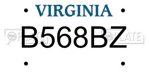 B568BZ Virginia License Plate
