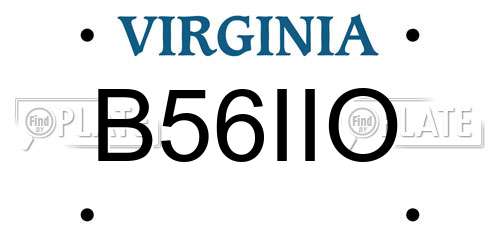 B56IIO Virginia License Plate