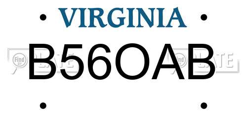B56OAB Virginia License Plate