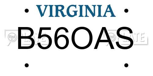B56OAS Virginia License Plate