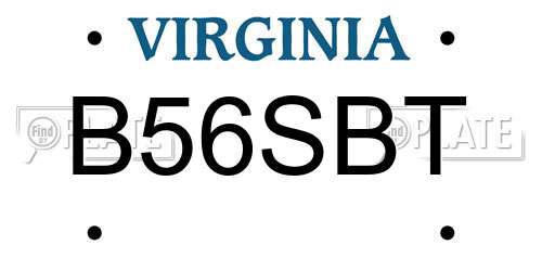 B56SBT Virginia License Plate