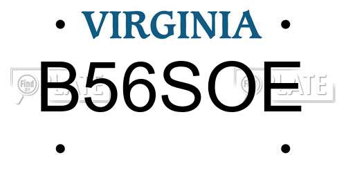 B56SOE Virginia License Plate