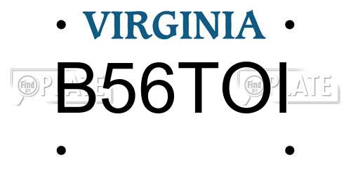 B56TOI Virginia License Plate