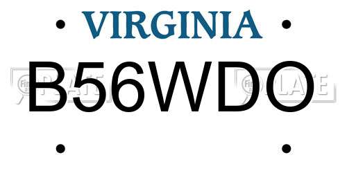 B56WDO Virginia License Plate
