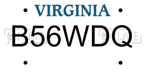 B56WDQ Virginia License Plate