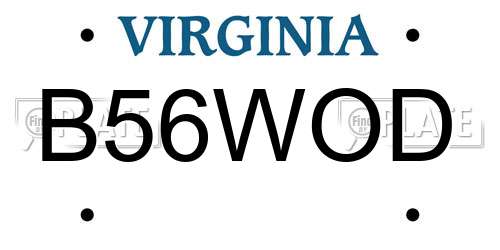 B56WOD Virginia License Plate
