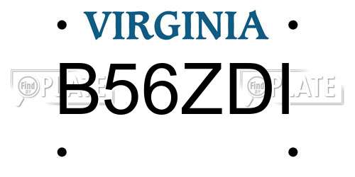 B56ZDI Virginia License Plate