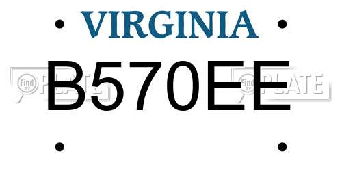 B570EE Virginia License Plate