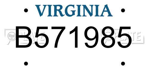 B571985 Virginia License Plate