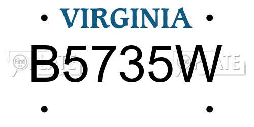 B5735W Virginia License Plate