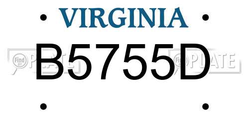 B5755D Virginia License Plate