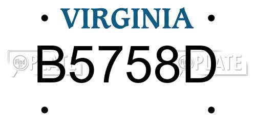 B5758D Virginia License Plate