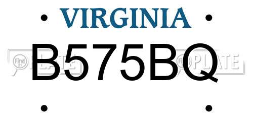 B575BQ Virginia License Plate