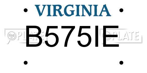 B575IE Virginia License Plate