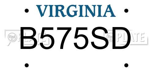 B575SD Virginia License Plate