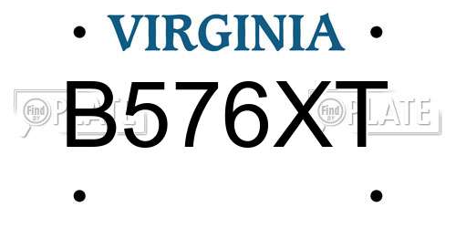 B576XT Virginia License Plate