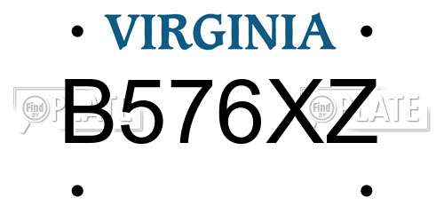 B576XZ Virginia License Plate
