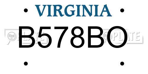 B578BO Virginia License Plate