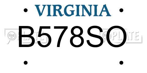 B578SO Virginia License Plate