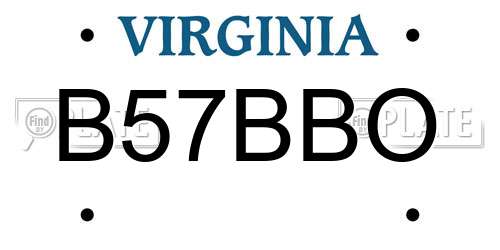 B57BBO Virginia License Plate