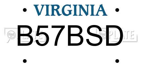 B57BSD Virginia License Plate
