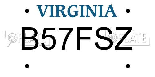 B57FSZ Virginia License Plate