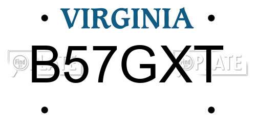 B57GXT Virginia License Plate