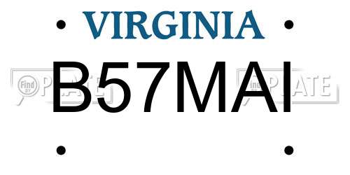 B57MAI Virginia License Plate