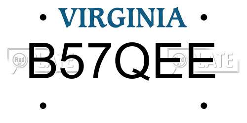 B57QEE Virginia License Plate